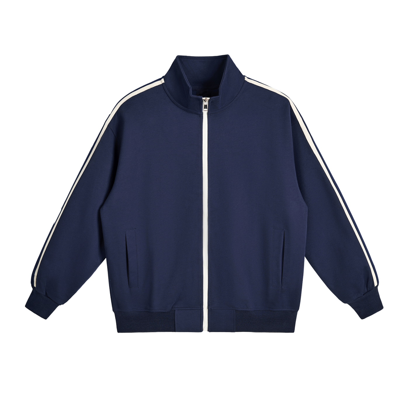 ODMPOD Northline Jacket shown in black with front zipper and adjustable hood, featuring a sleek, modern design.
