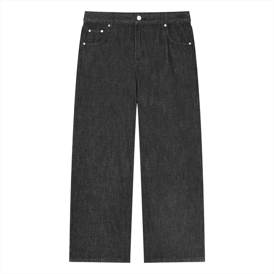 ODMPOD Outbound denim jeans featuring classic five-pocket design and straight-leg fit, shown in a dark wash.