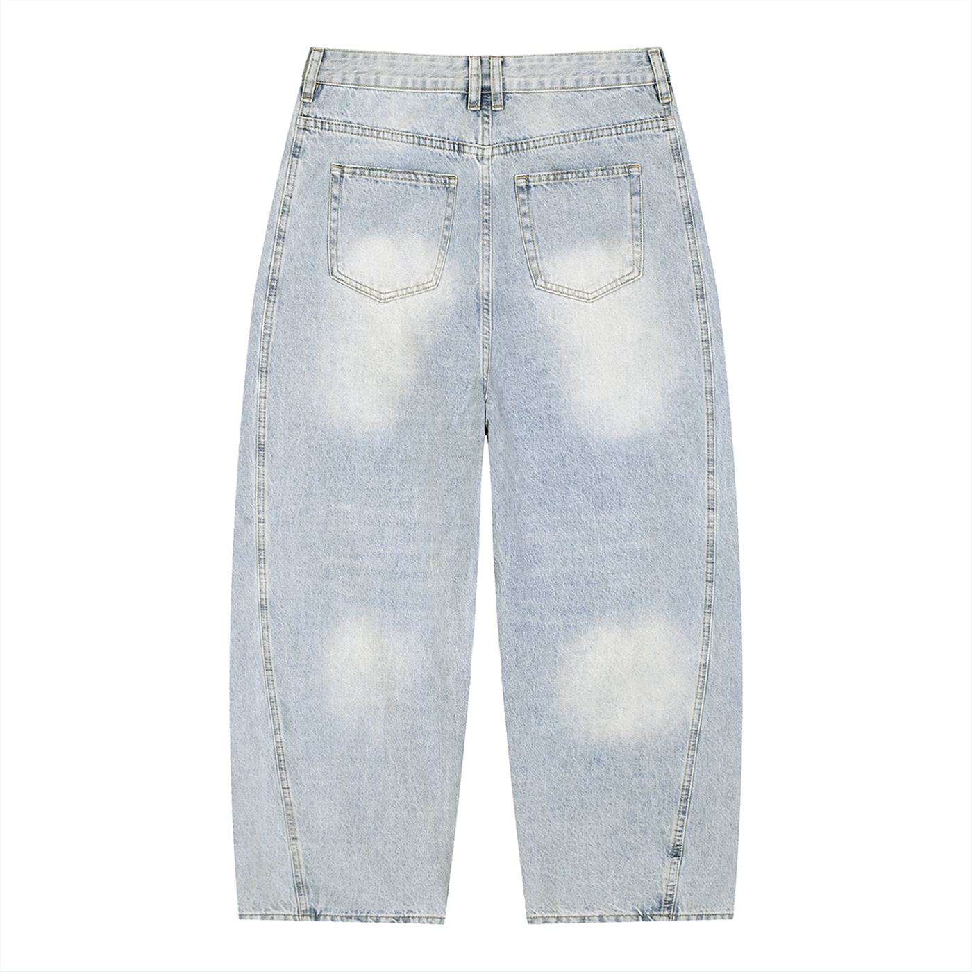 ODMPOD Radius Denim Jeans showing classic five-pocket design and fitted cut in medium wash denim.