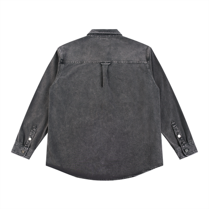 ODMPOD Outline Overshirt in neutral fabric, featuring a relaxed fit, collar, and button front for versatile casual style.