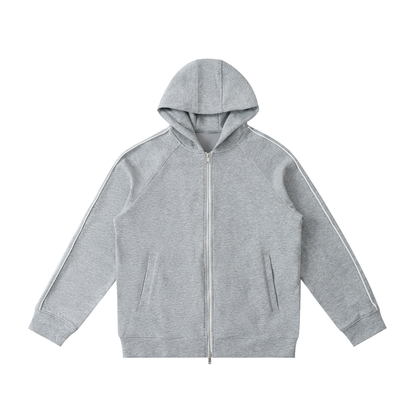 ODMPOD Northline Zip Hoodie shown in black with front pockets and adjustable drawstrings, casual style for everyday wear.