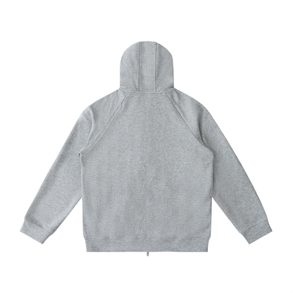 ODMPOD Northline Zip Hoodie shown in black with front zipper, hood, and adjustable drawstrings, casual and comfortable for everyday wear.