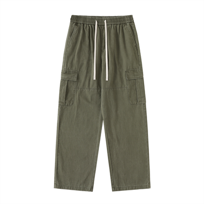 ODMPOD Off Duty Cargo pants featuring multiple pockets and relaxed fit, shown in a neutral color with detailed fabric texture.