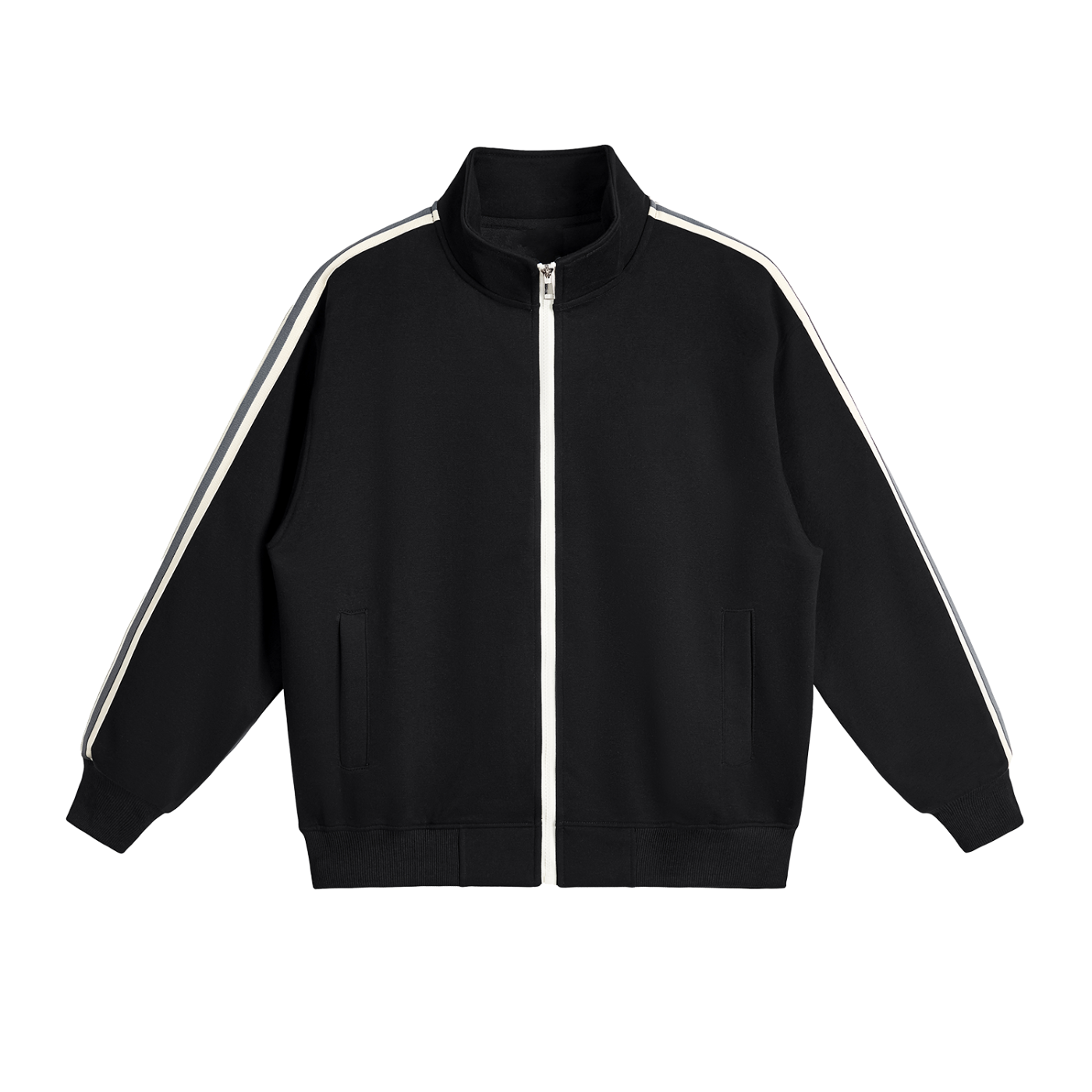ODMPOD Northline Jacket displayed with front zipper, hood, and sleek design in black fabric.