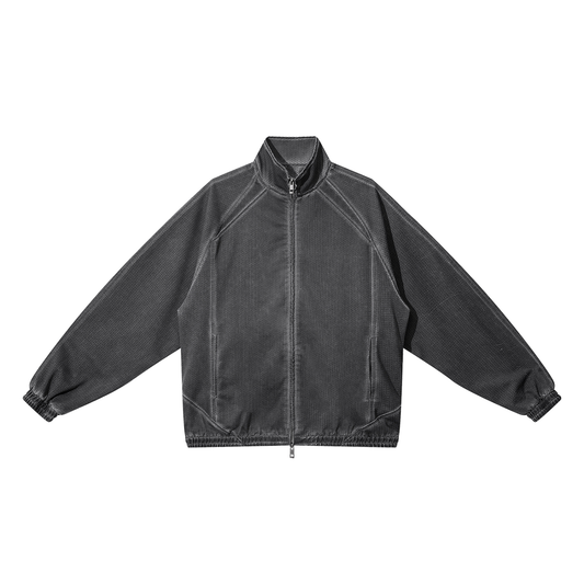 ODMPOD Eclipse Jacket shown in black with a sleek design, featuring a front zipper and adjustable hood for outdoor wear.