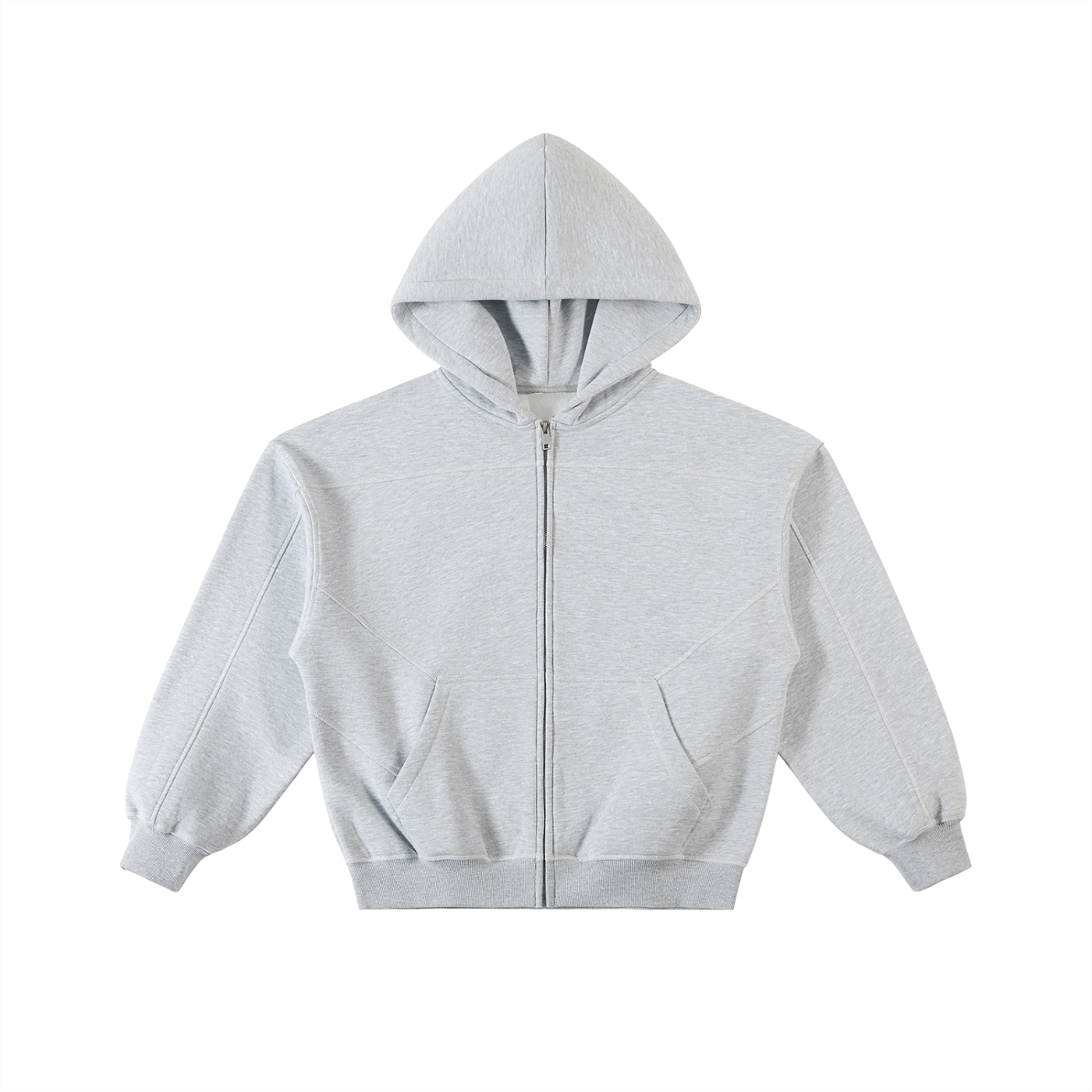 ODMPOD Presence Zip Hoodie displayed in black, featuring a full front zipper, hood, and casual streetwear style.